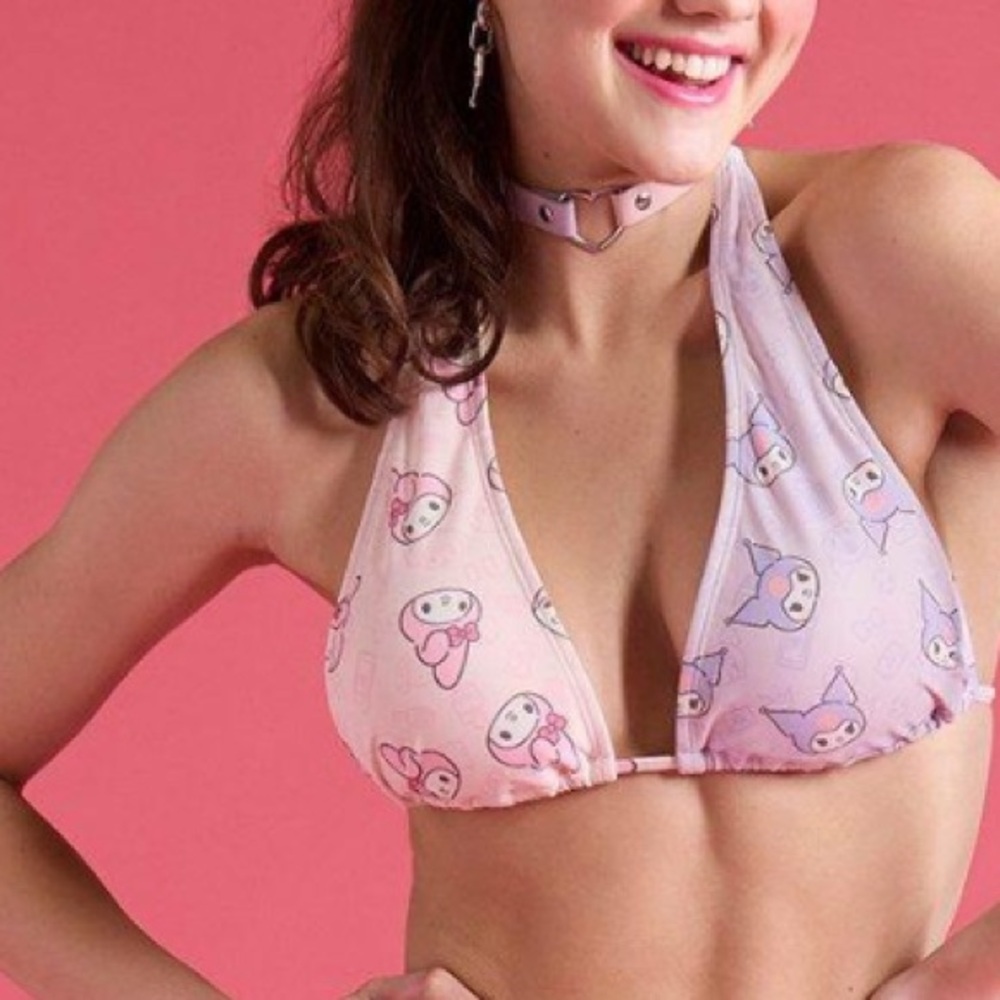 Sanrio kuromi & my melody split bikini swim top